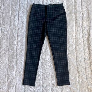 Calvin Klein Ponte Stretch Pull-On Ankle Pant‎ Windowpane Print Black Size 6